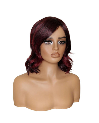 Burgundy Choppy Wave Bob Wig. Abbi