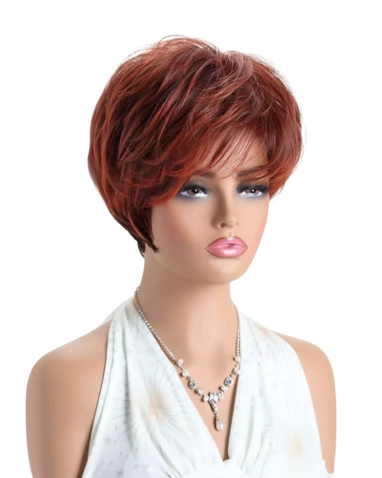 Auburn Red Urchin Cut Wig. Ruby