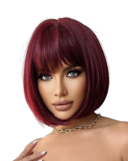 Deep Red Bob Hairstyle Wig. Katie-CelebWigs