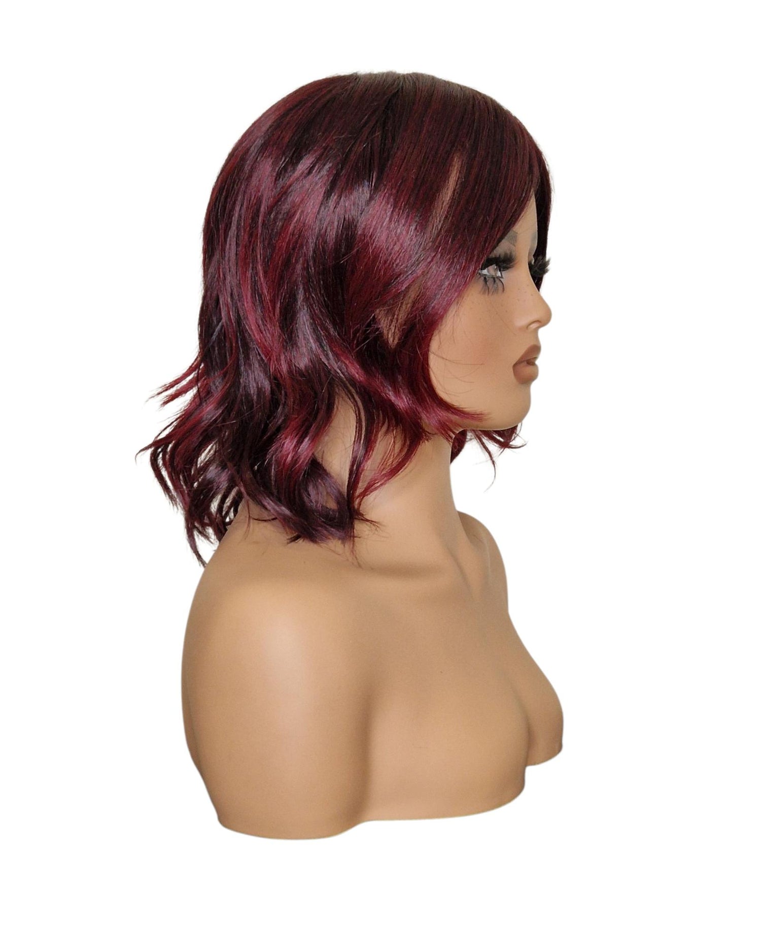 Burgundy Choppy Wave Bob Wig. Abbi