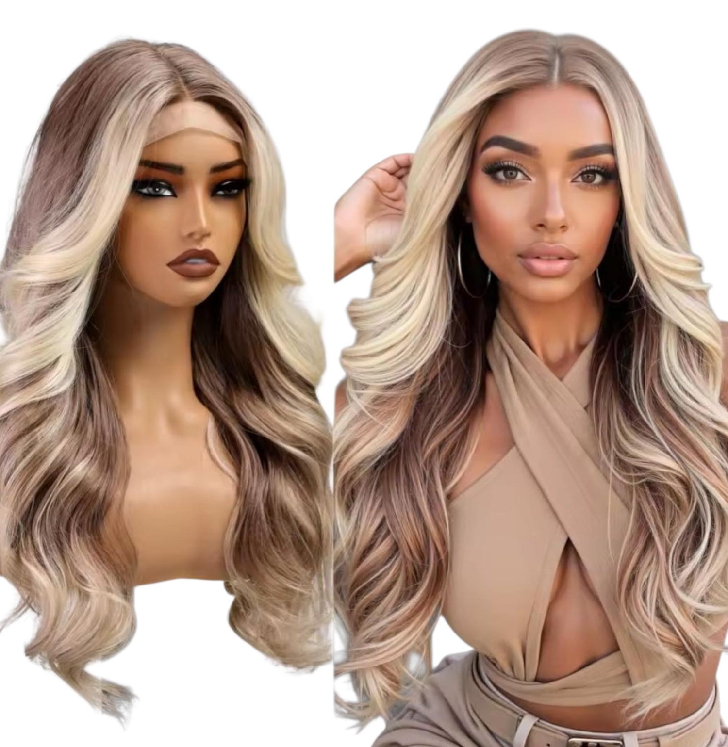 Dark Ash Blonde Highlights Lace Front Wig. Leigh