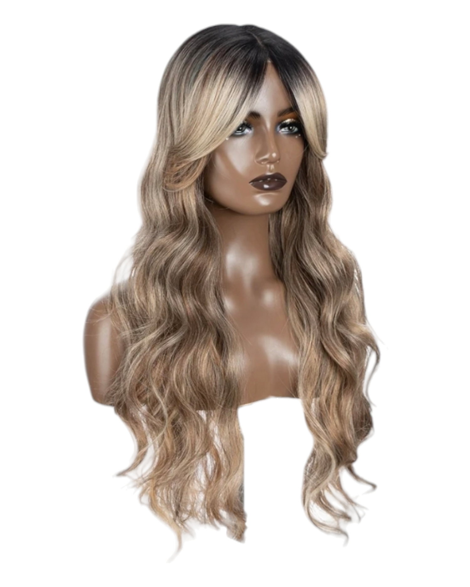 Brown Blonde Middle Part Lace Wig. Vanilla