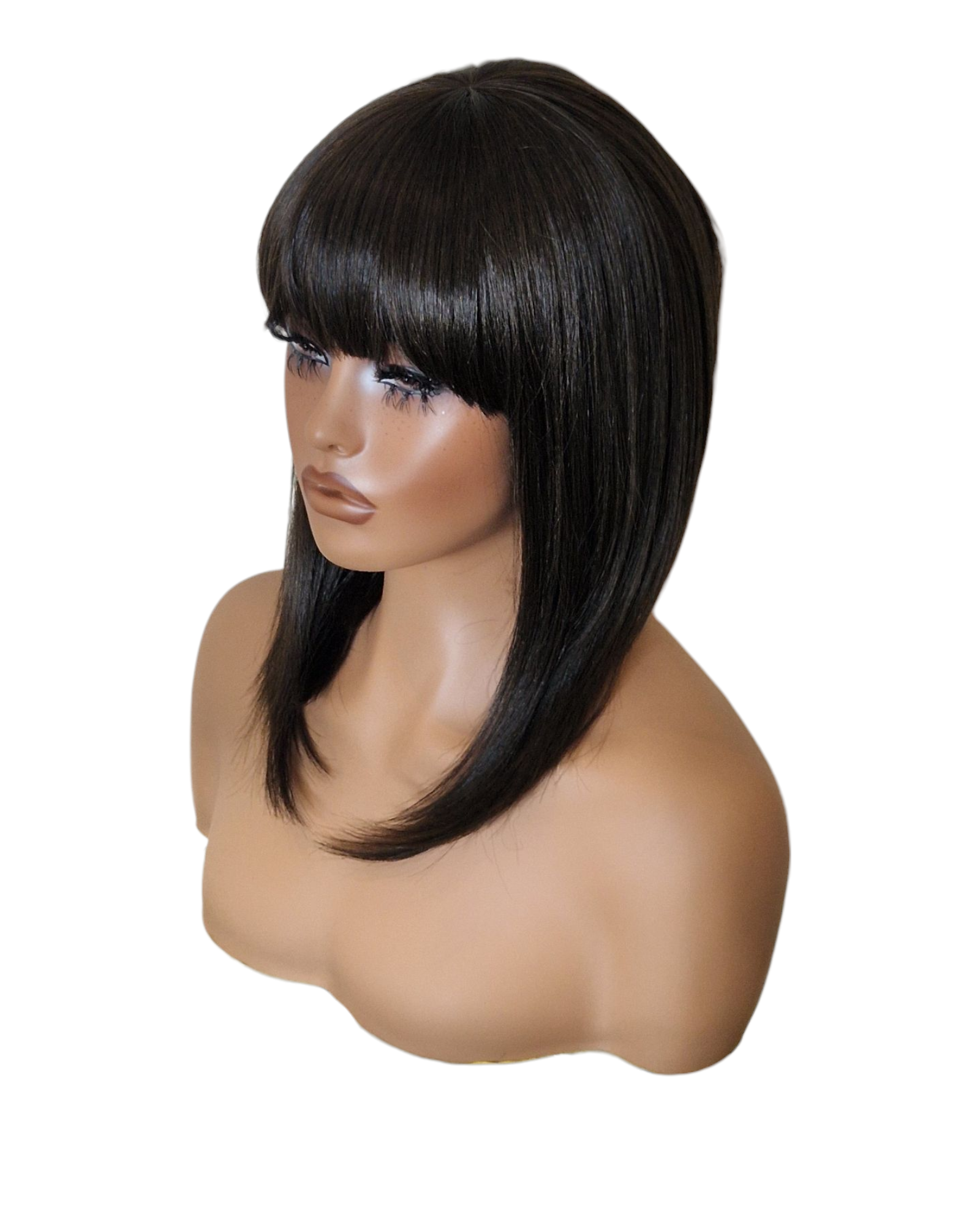 Dark Brown Asymmetric Bob Wig. Alix