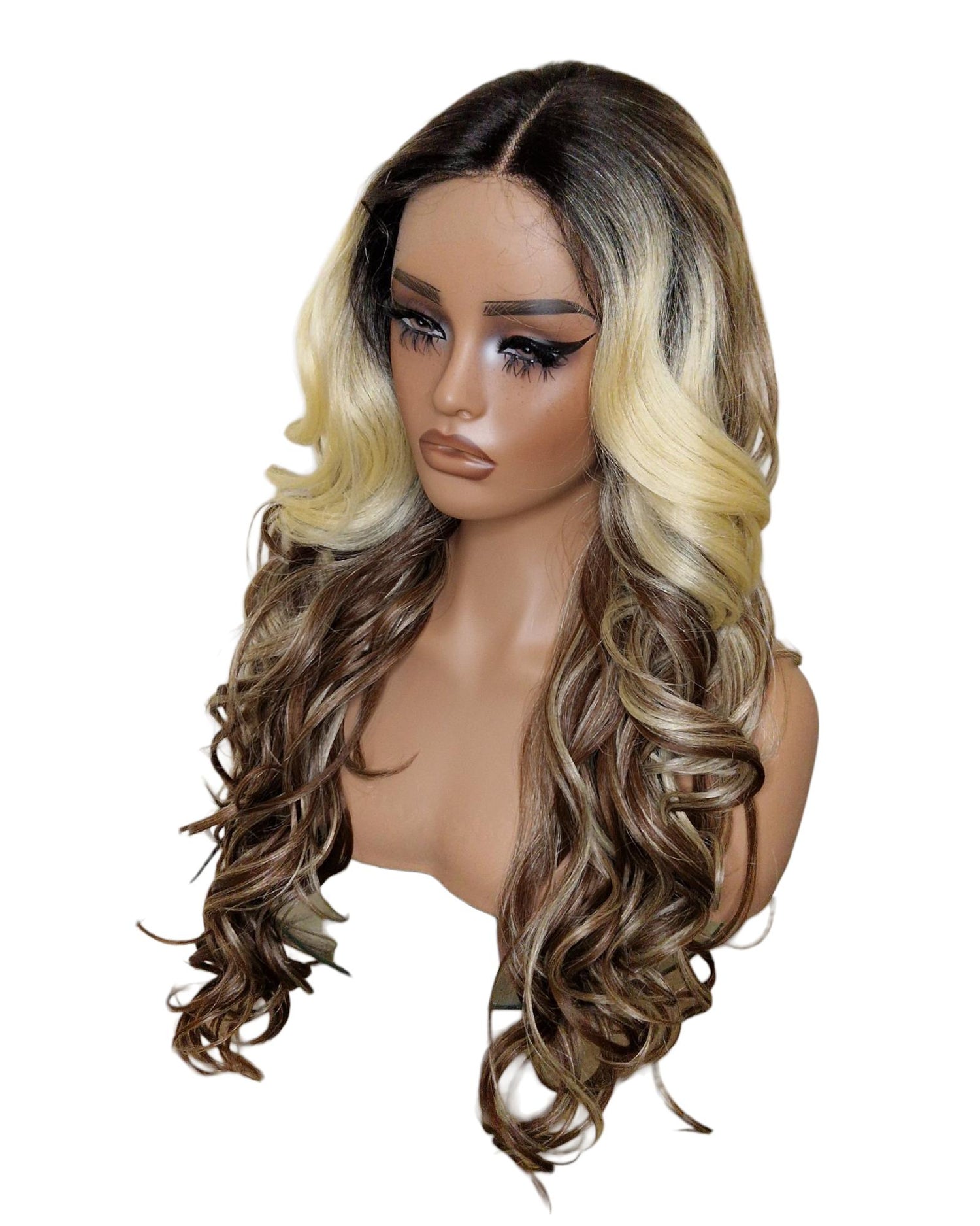 Brown Blonde Wavy Lace Front Wig. Echo