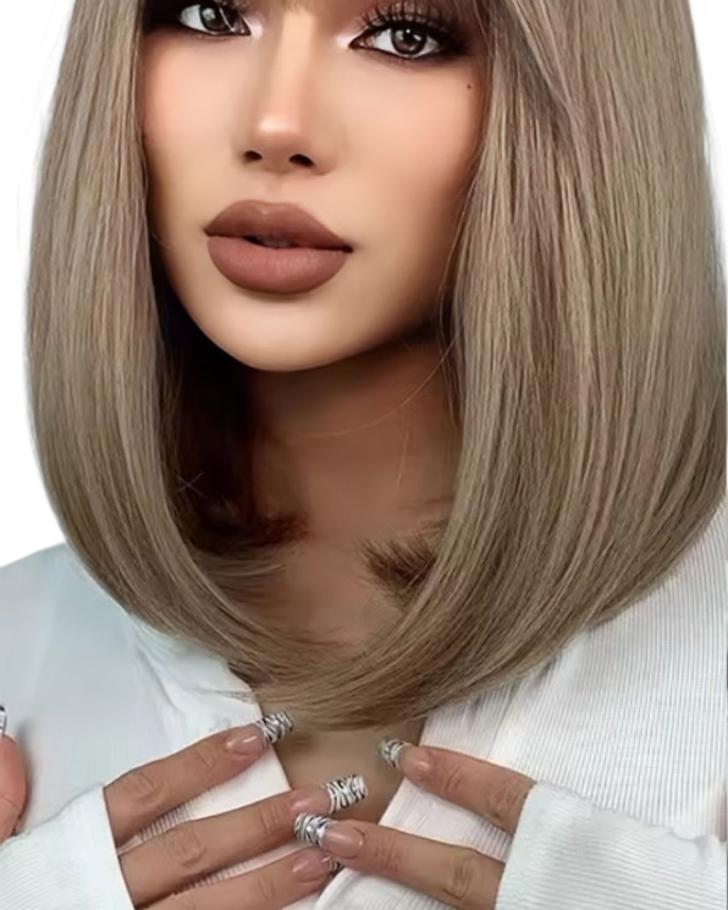 Long Lob Ash Brown Wig. Katy