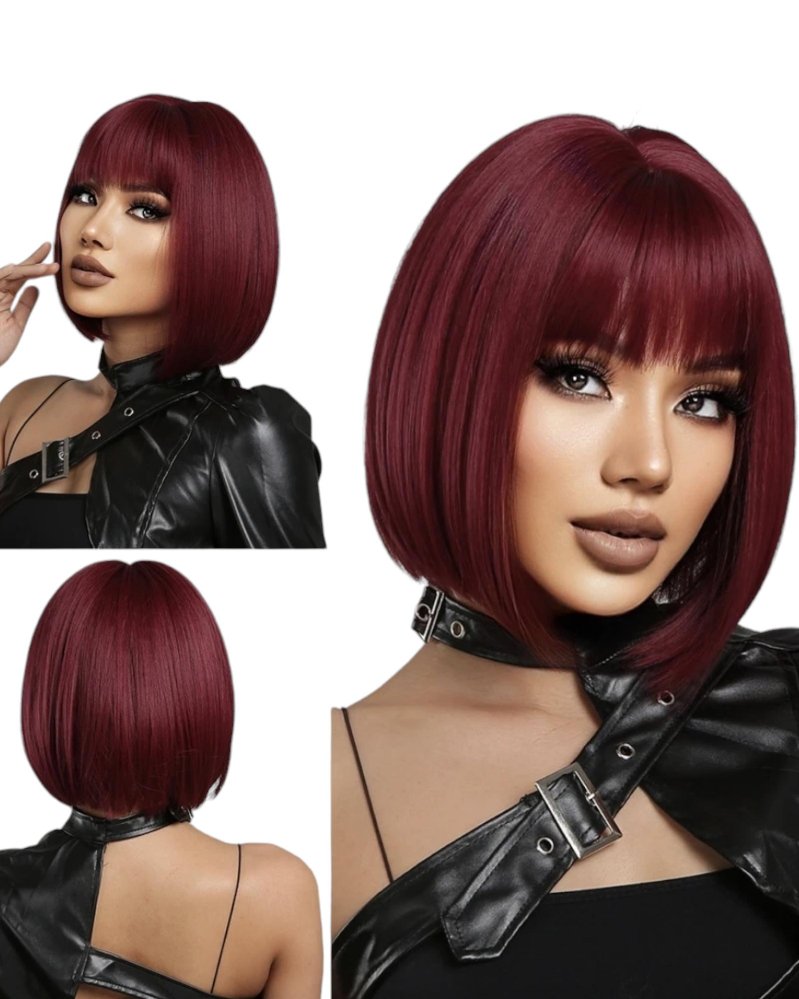 Deep Red Bob Hairstyle Wig. Katie
