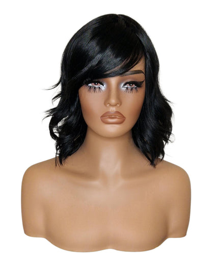 Black Choppy Wave Bob Wig. Abbi