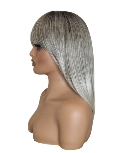 Silver Ash Blonde Long Bob Wig. Katherine