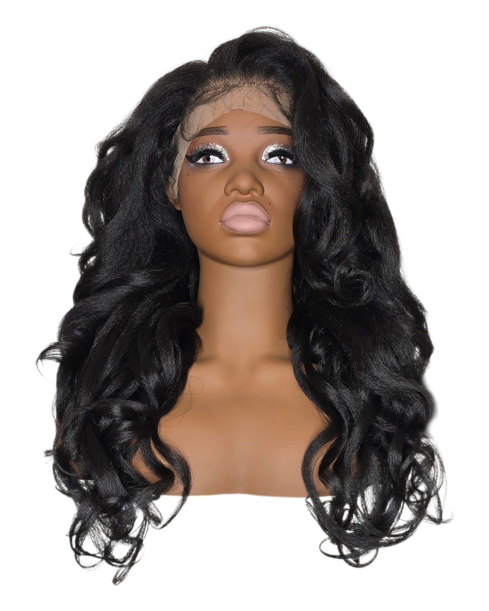 Black Curly Lace Front Wig. Bisha