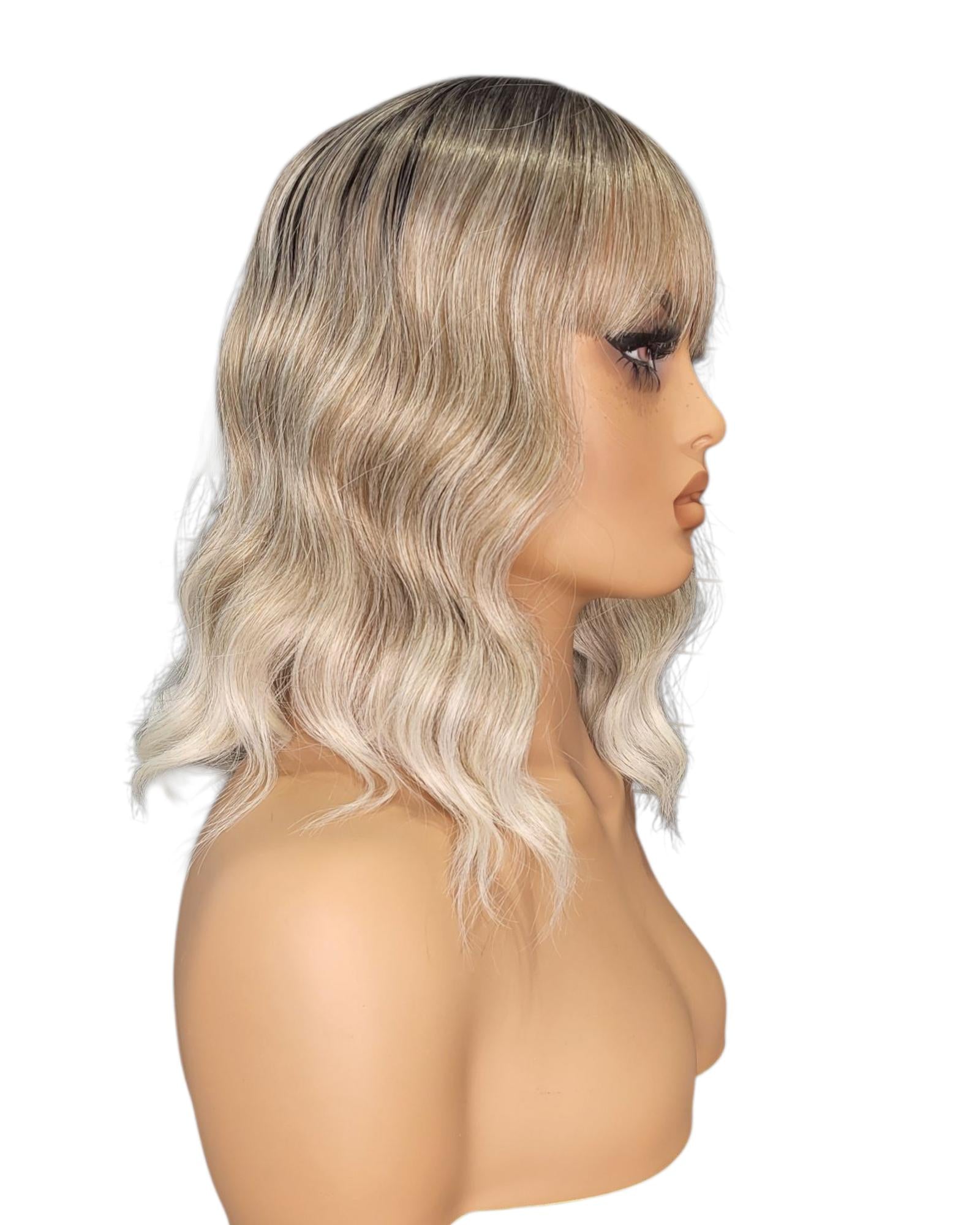 Ash Blonde Ombre Wavy Bob Wig. Rosie