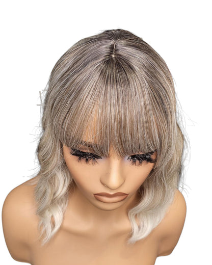 Ash Blonde Ombre Wavy Bob Wig. Rosie