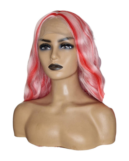 Strawberry Pink Streaked Lace Front Wig. Vox