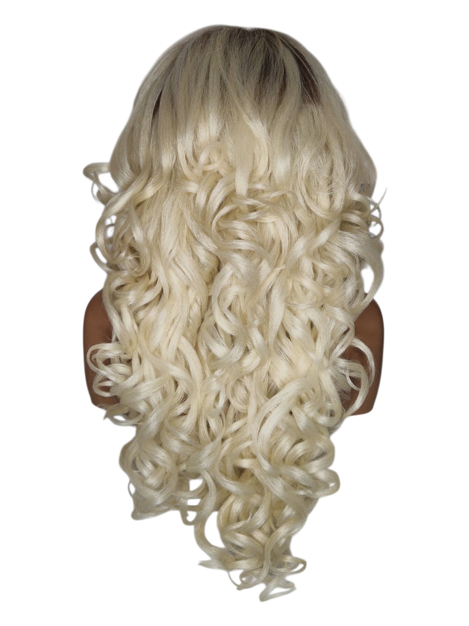 Platinum Blonde Curls Lace Front Wig. Bisha