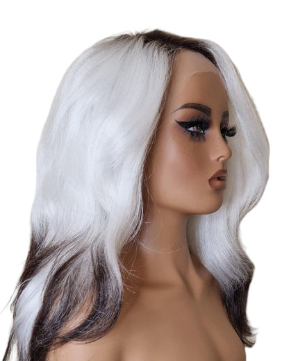 Ice White Tipped Lace Front Wig. Iced Vanilla
