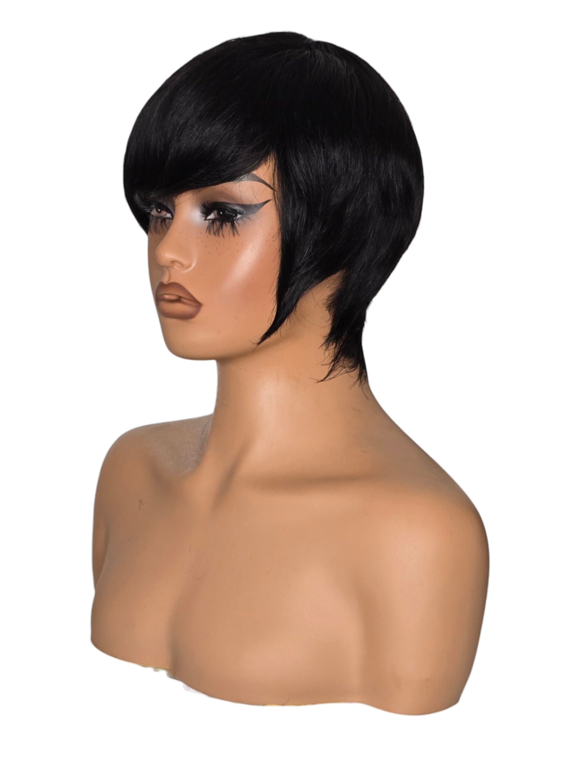 Short Black Human Hair Wig. Kris