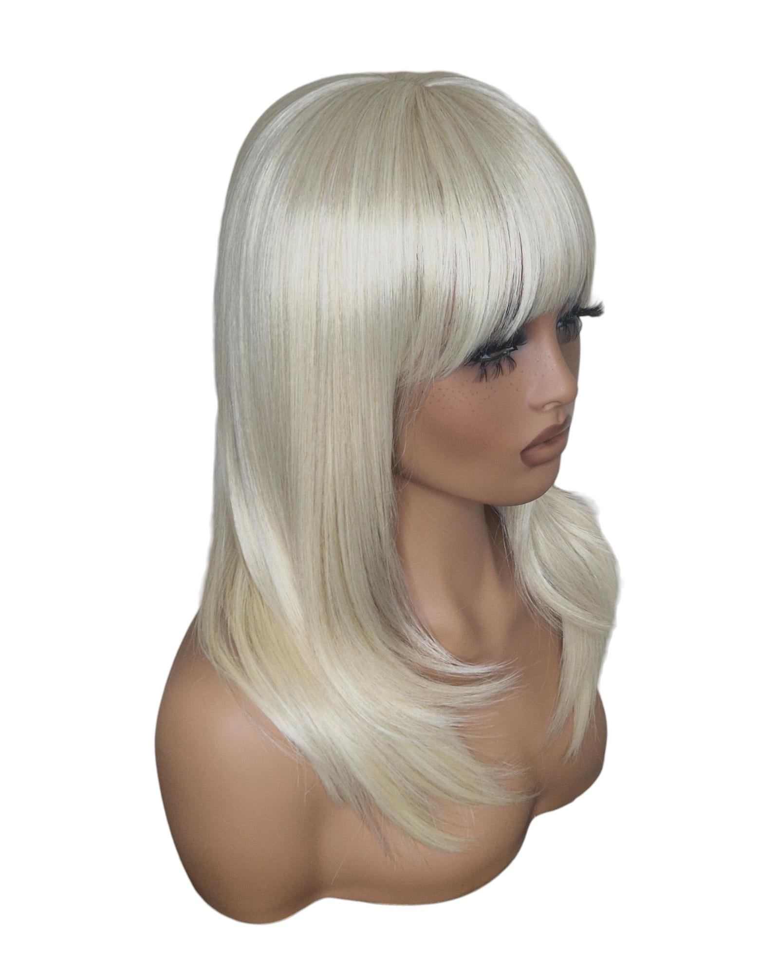 Platinum Blonde Long Bob Wig. Katherine