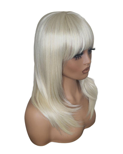 Platinum Blonde Long Bob Wig. Katherine