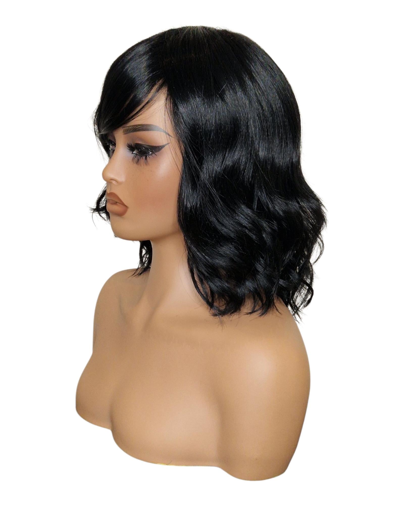 Black Choppy Wave Bob Wig. Abbi