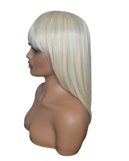 Platinum Blonde Long Bob Wig. Katherine