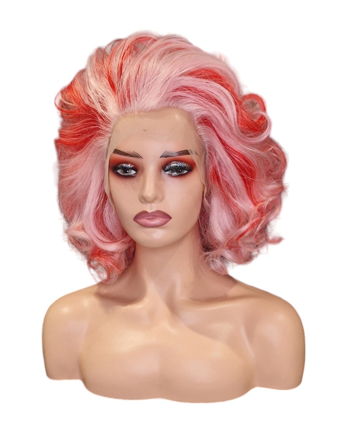 Pink & White Marilyn Style Drag Queen Lace Front Wig.