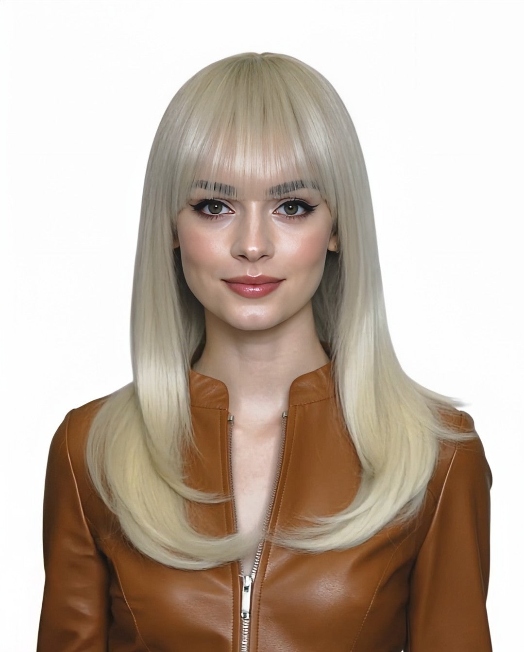 Platinum Blonde Long Bob Wig. Katherine