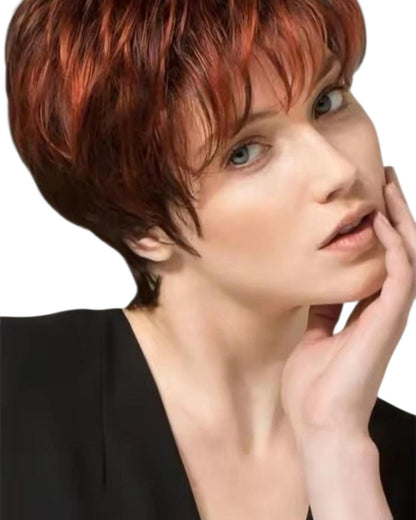 Auburn Red Urchin Cut Wig. Ruby