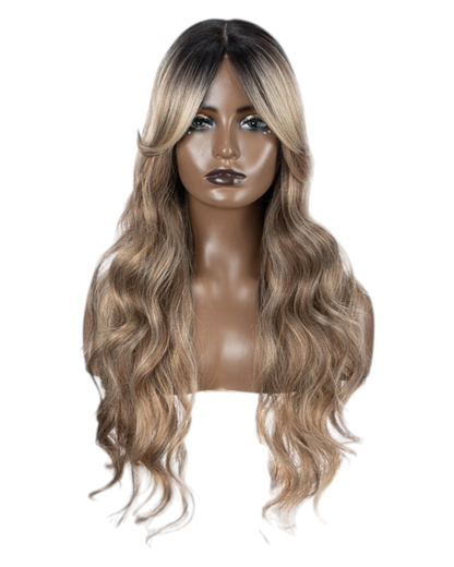 Brown Blonde Middle Part Lace Wig. Vanilla