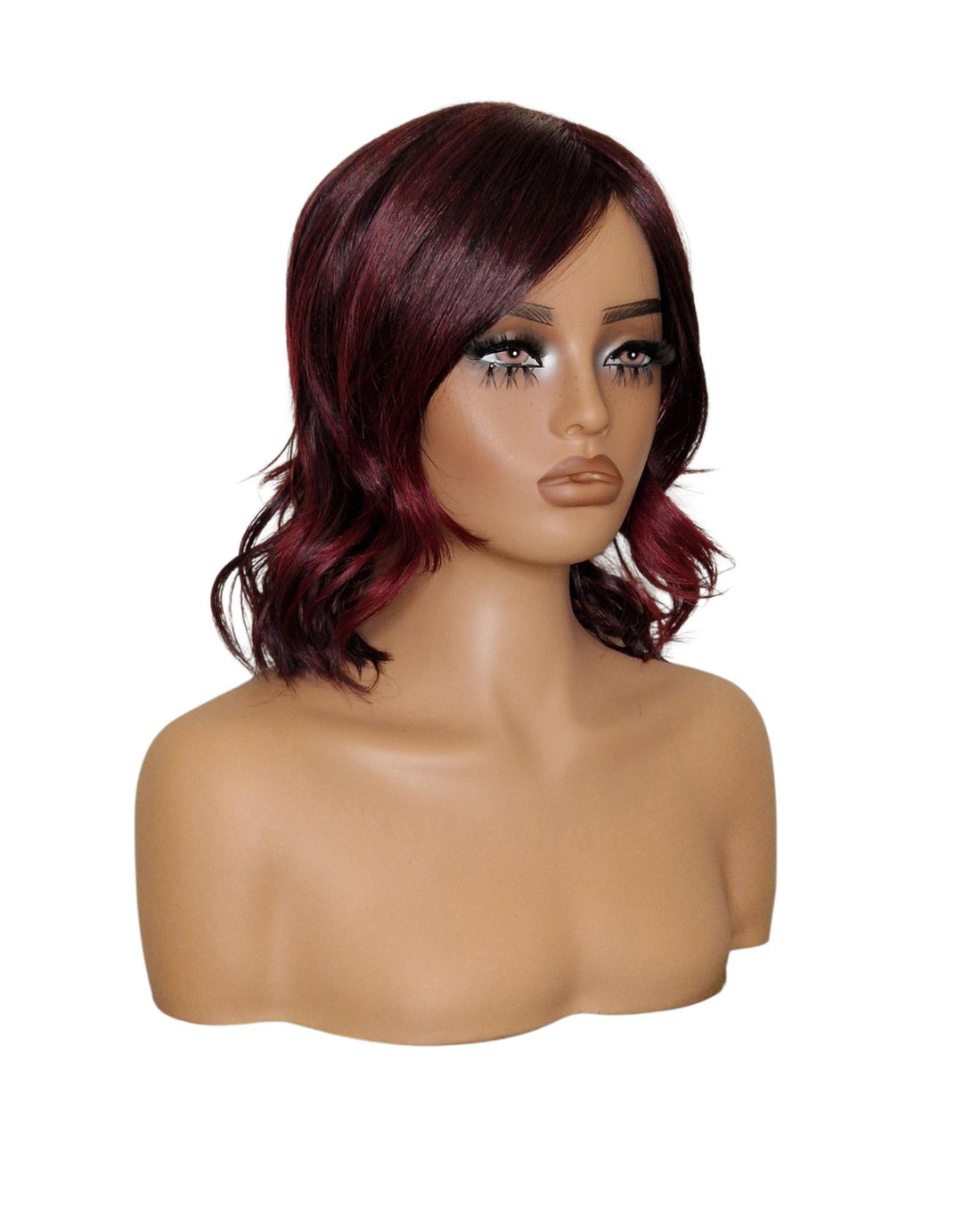 Burgundy Choppy Wave Bob Wig. Abbi