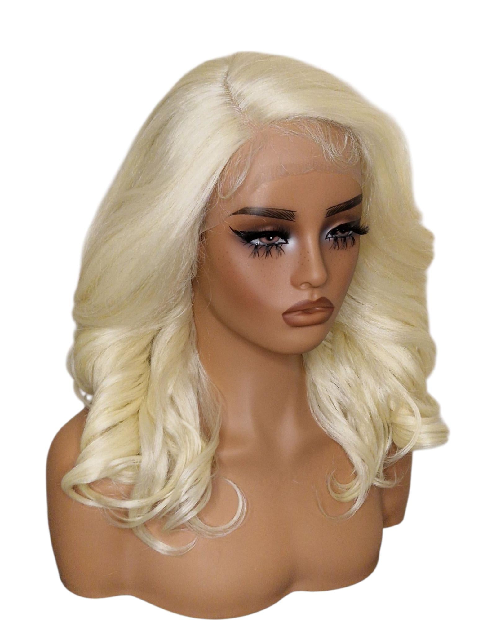 Platinum Blonde Side Part Lace Front Wig. Bala