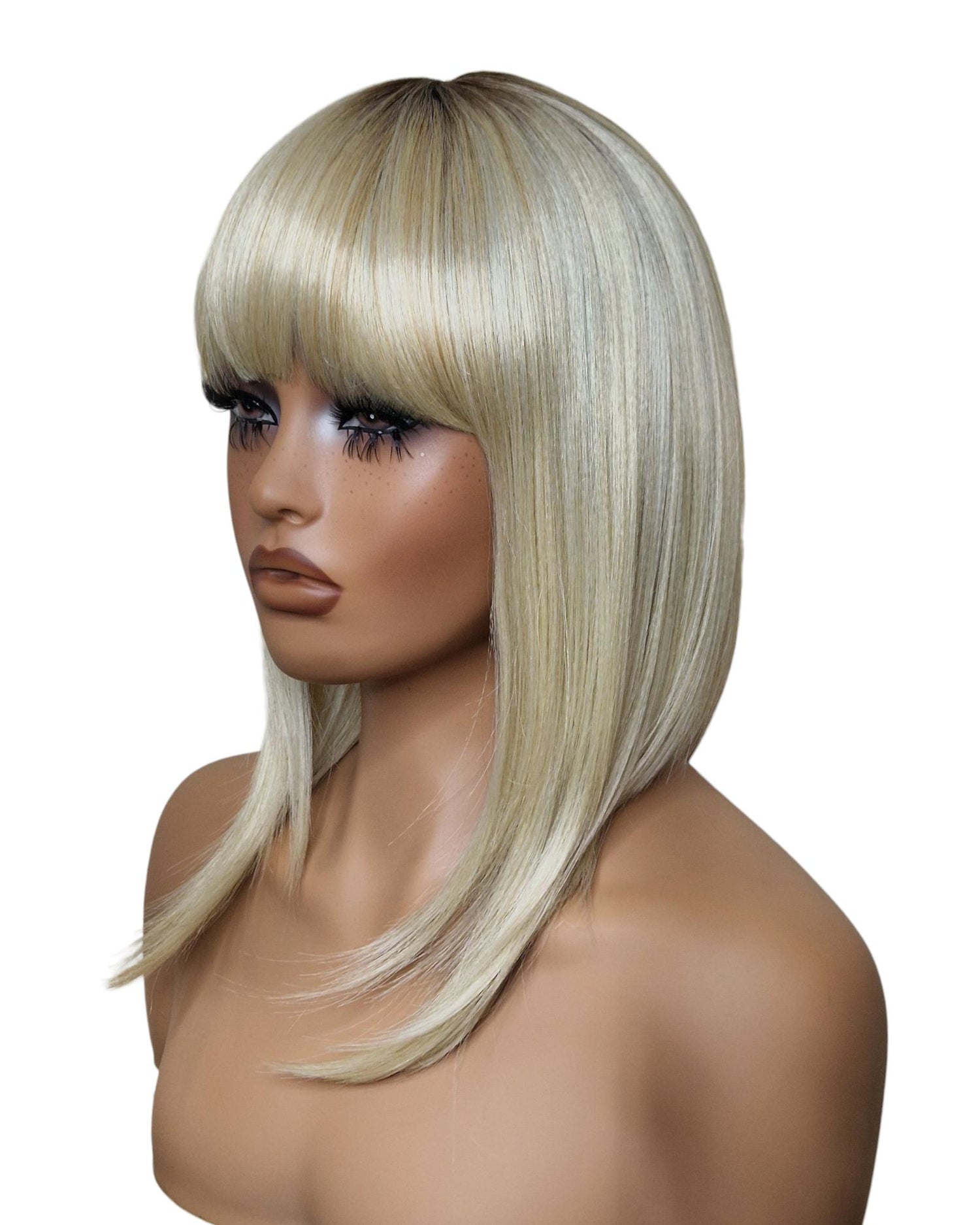 Platinum Blonde Asymmetric Bob Wig. Alix