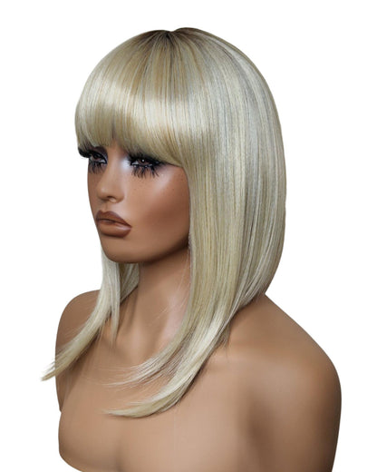Platinum Blonde Asymmetric Bob Wig. Alix