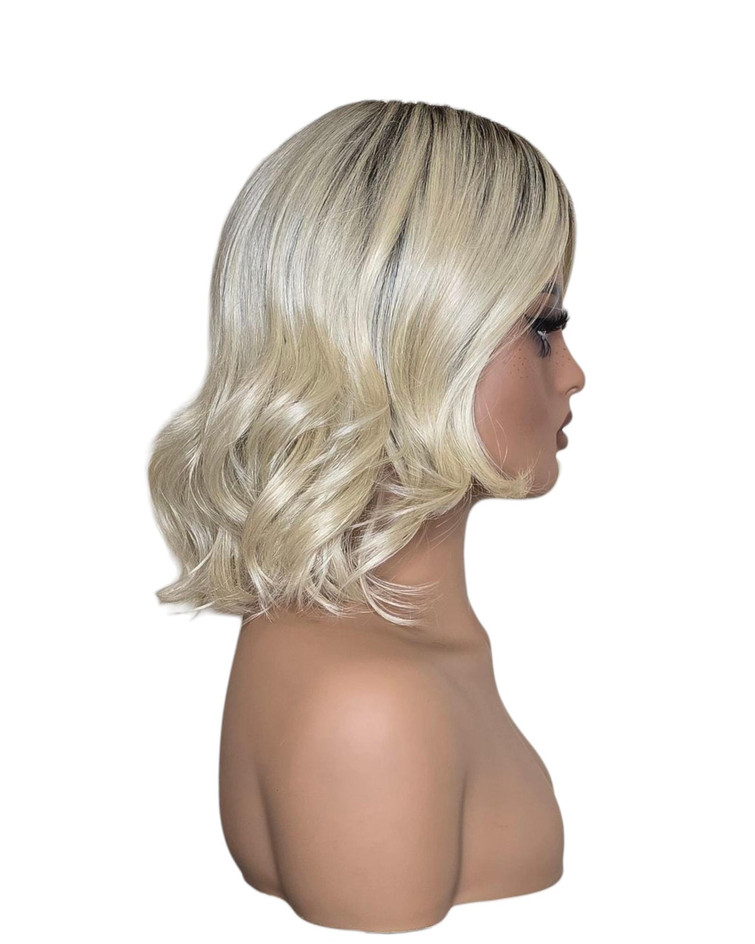Platinum Blonde Wavy Bob Wig. Abbi