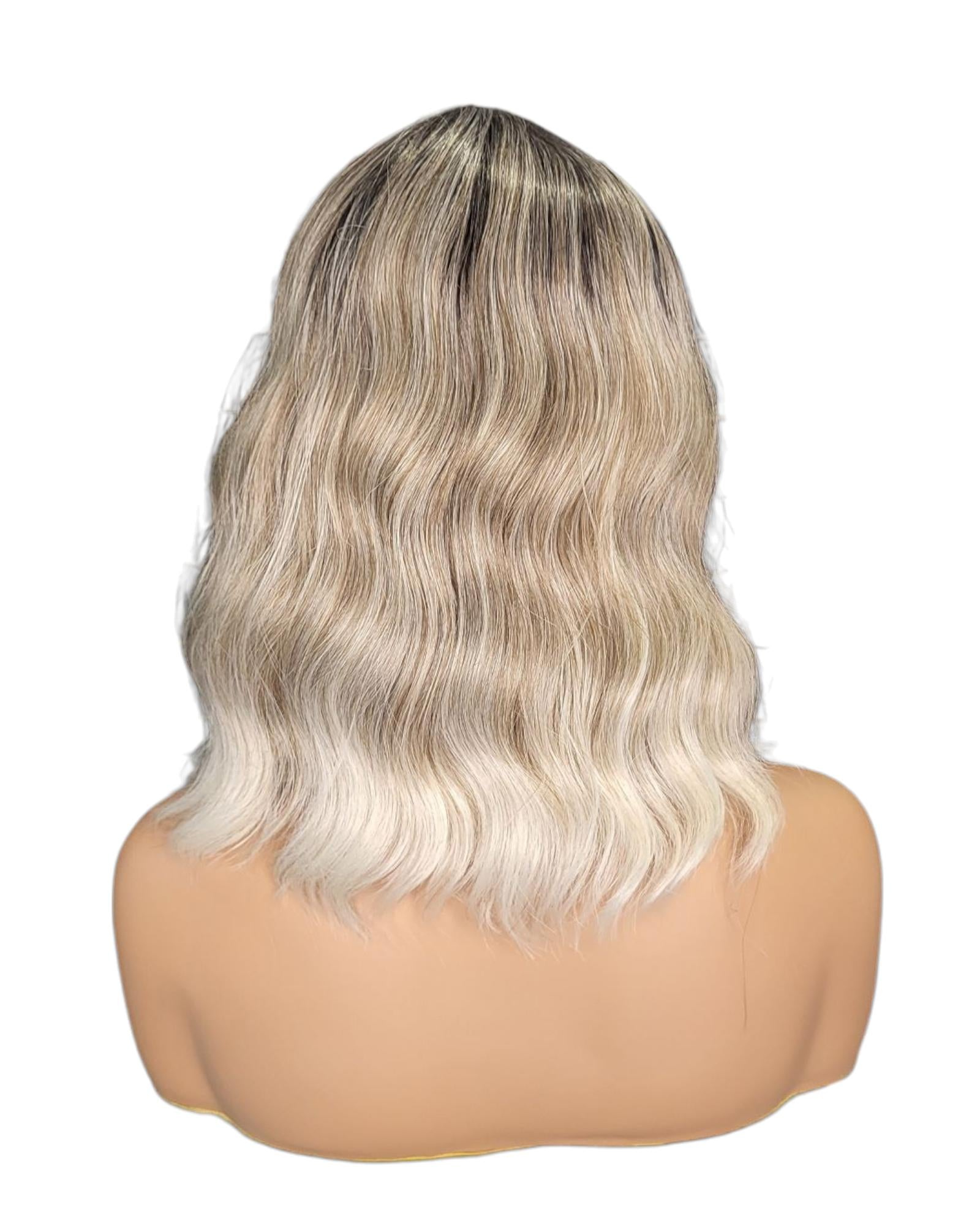Ash Blonde Ombre Wavy Bob Wig. Rosie