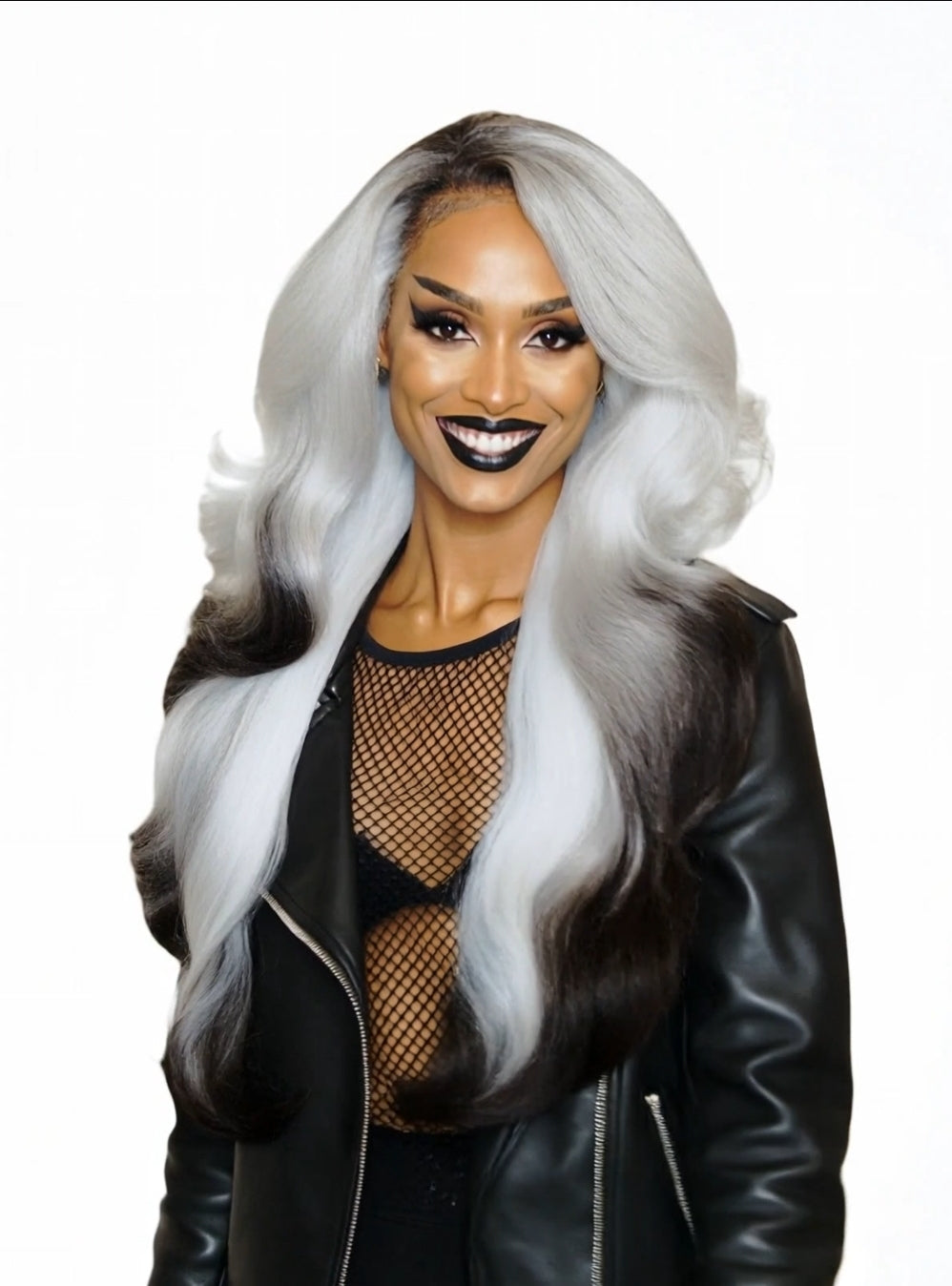 Ice White Tipped Lace Front Wig. Iced Vanilla