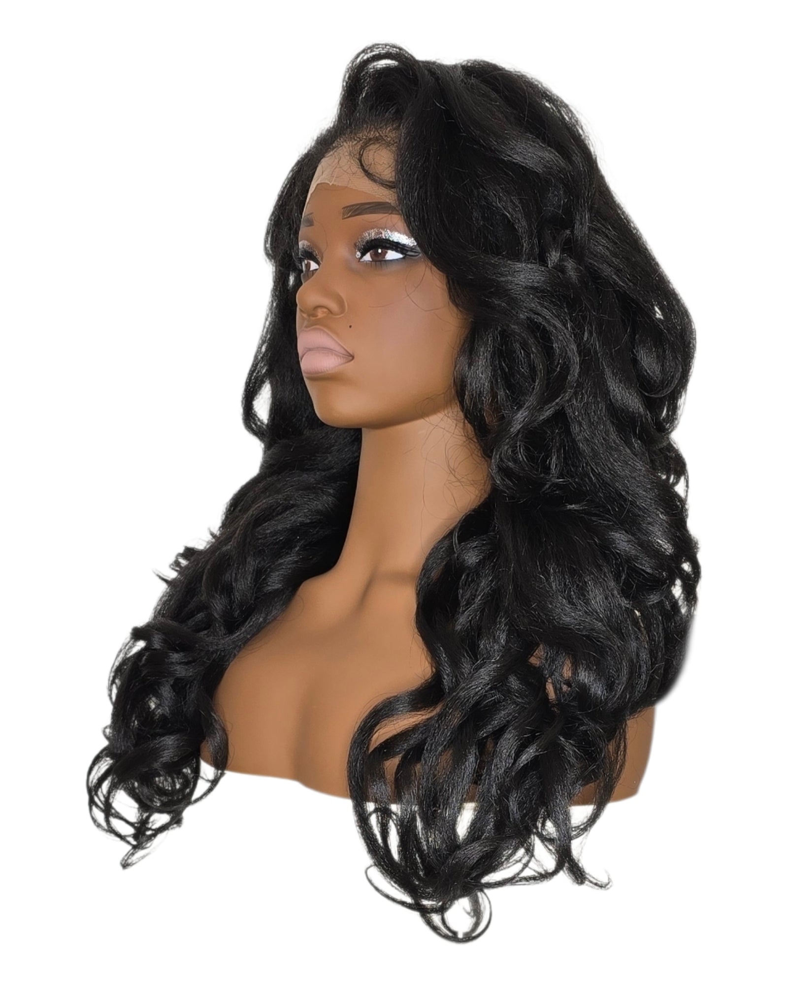 Black Curly Lace Front Wig. Bisha