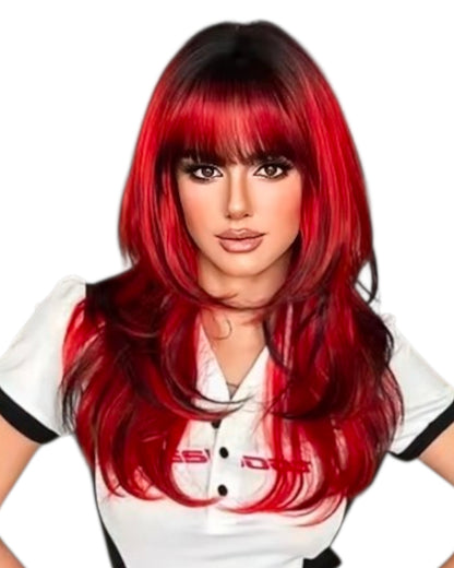 Red Black Ombre Wig. Astra