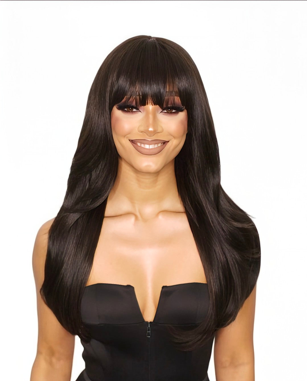 Face Framing Long Wig Dark Brown. Bardot