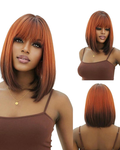 Ginger Brown Ombre Bobbed Wig. Zoffie