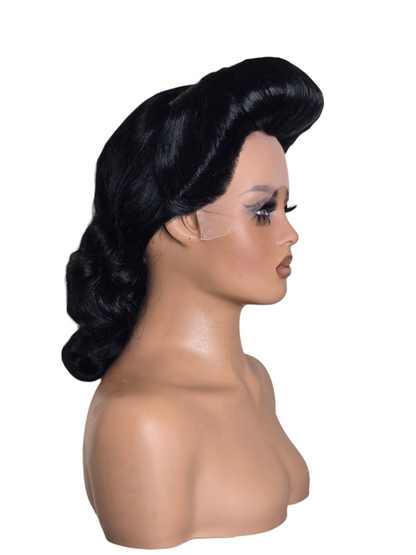 Black Pin Up Vintage Roll Wig.