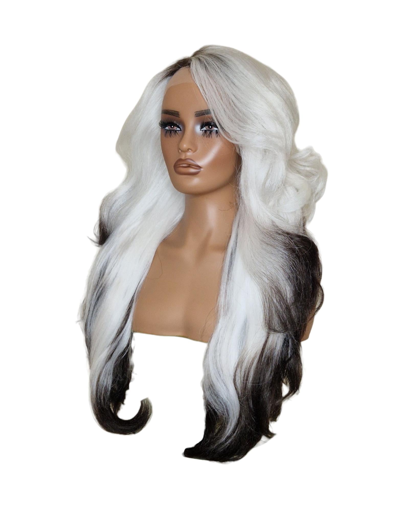Ice White Tipped Lace Front Wig. Iced Vanilla