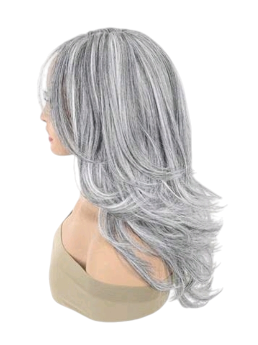 Grey White Highlighted Wig. Mimi