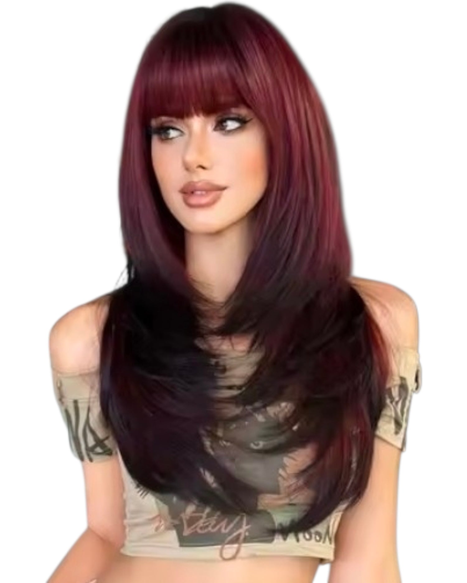 Burgundy Black Ombre Wig. Asteria
