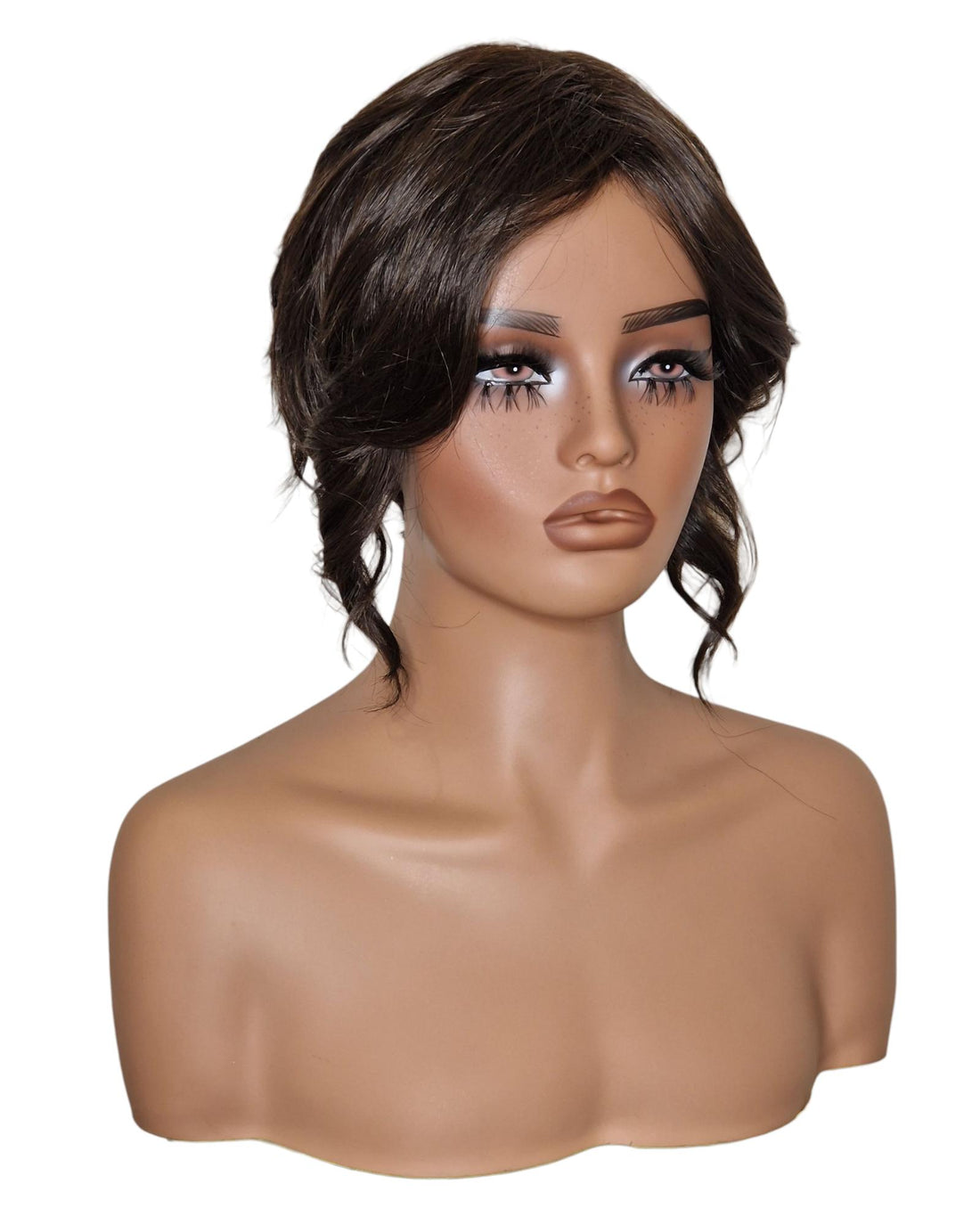 Dark Brown Faux Up Do Bob Wig. Rose.