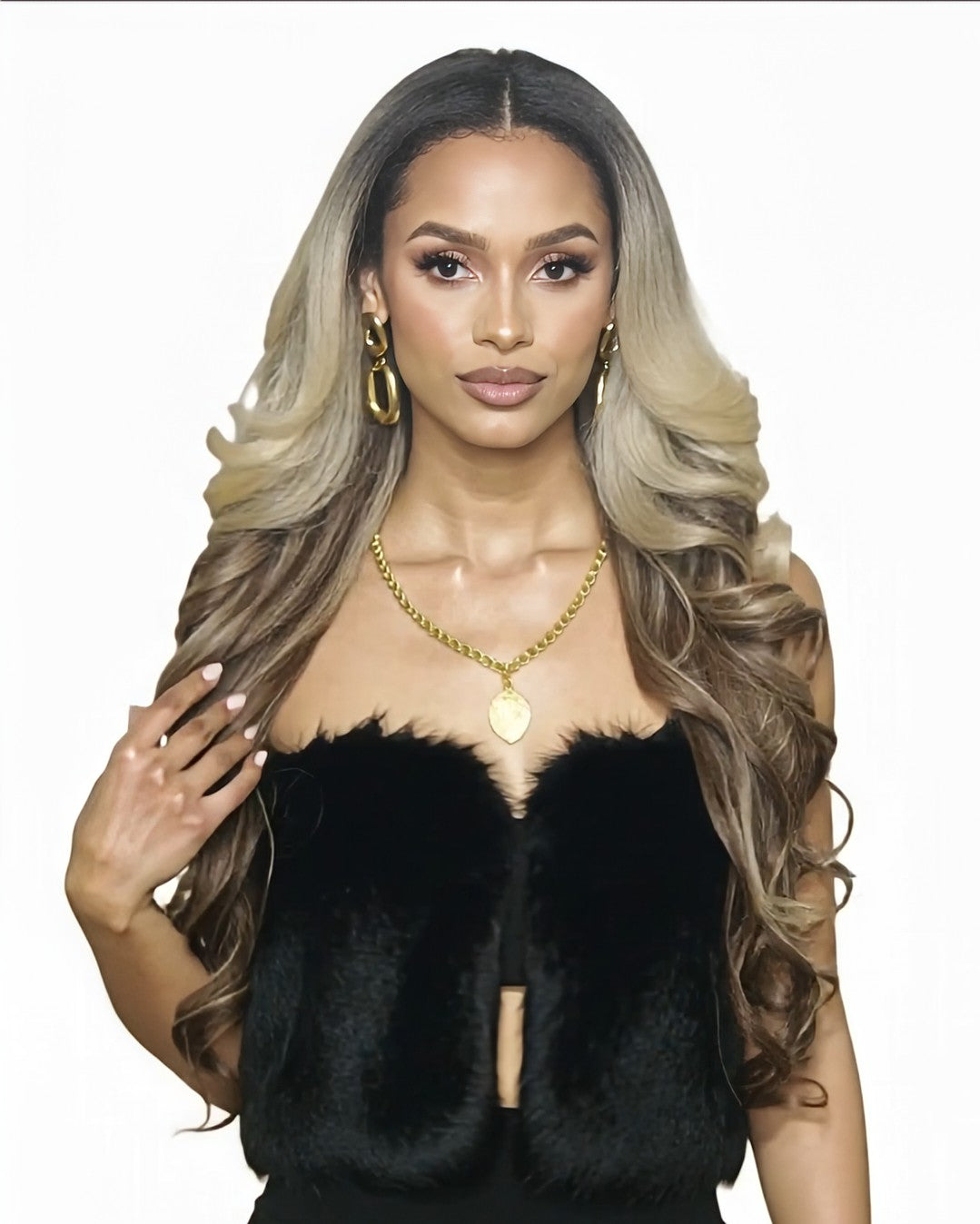 Brown Blonde Wavy Lace Front Wig. Echo
