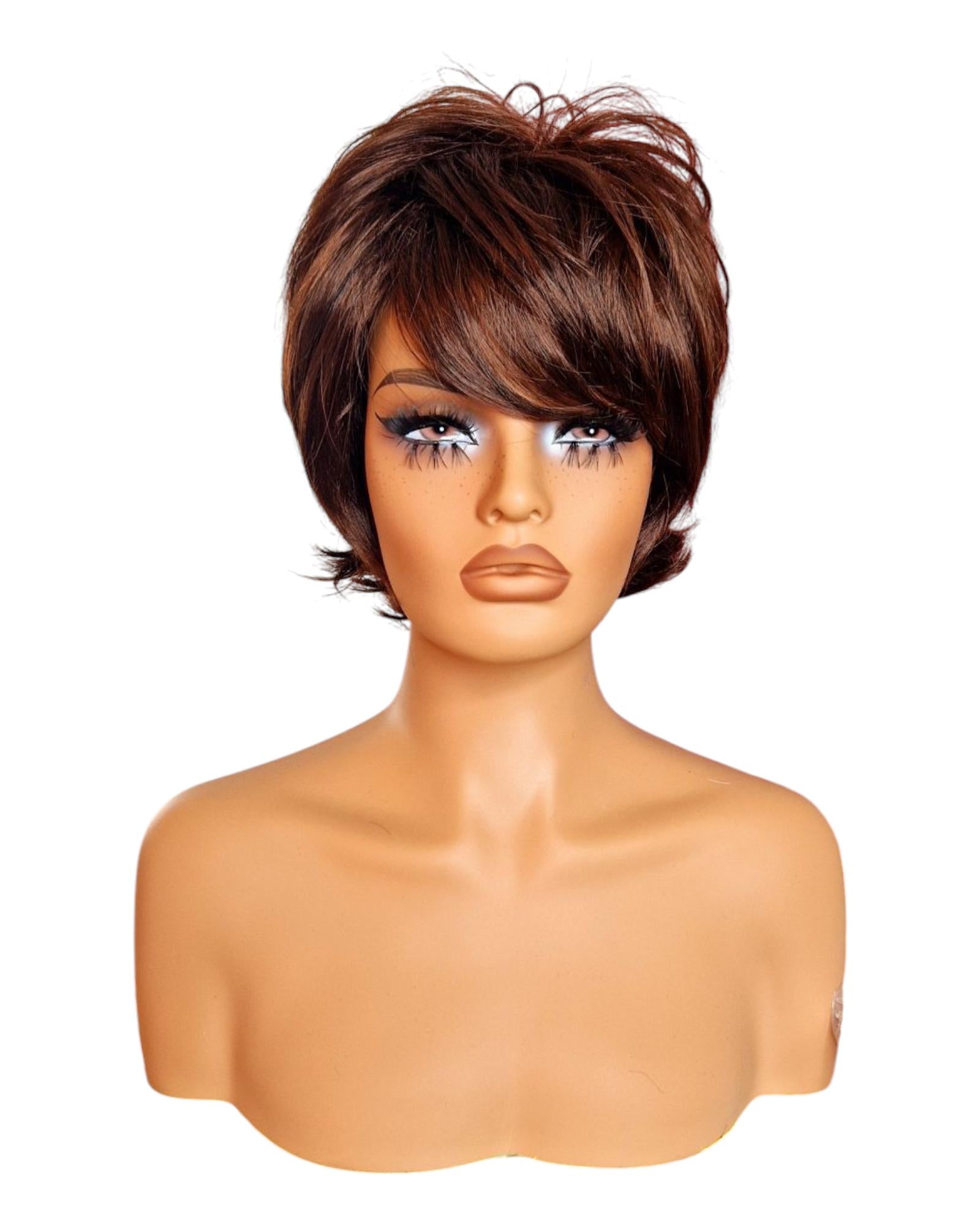 Short Choppy Urchin Cut Auburn Wig. Keira