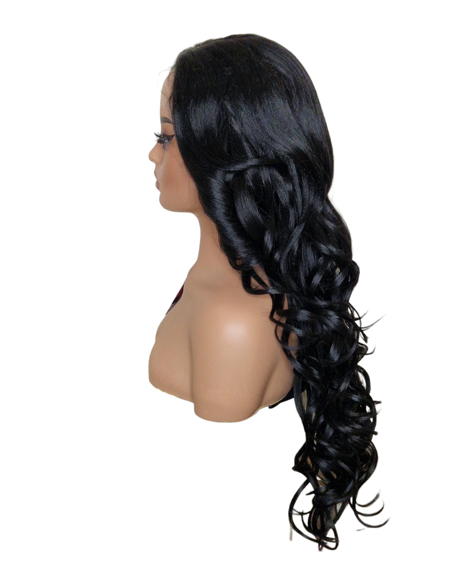 Black Long Wavy Lace Front Wig. Echo