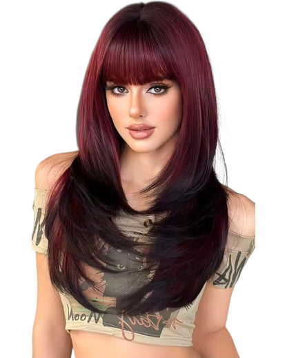 Burgundy Black Ombre Wig. Asteria
