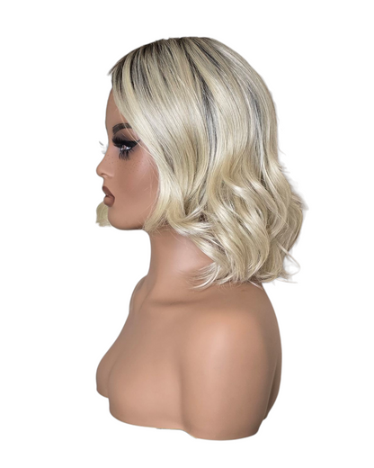Platinum Blonde Wavy Bob Wig. Abbi