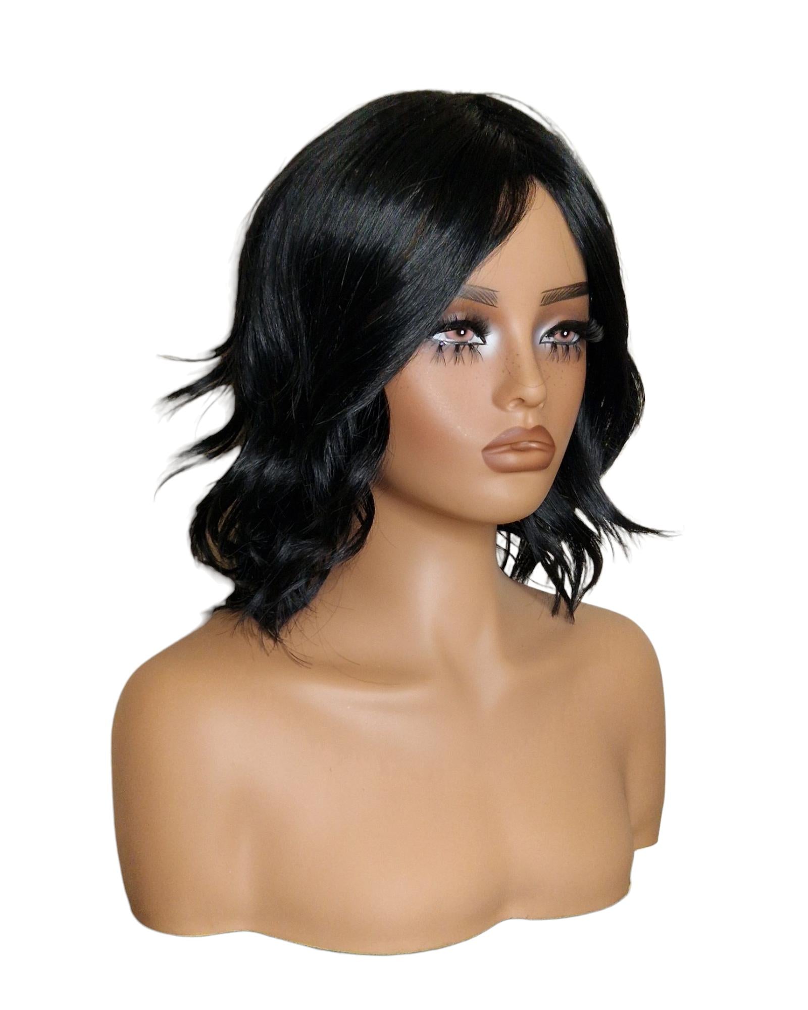 Black Choppy Wave Bob Wig. Abbi