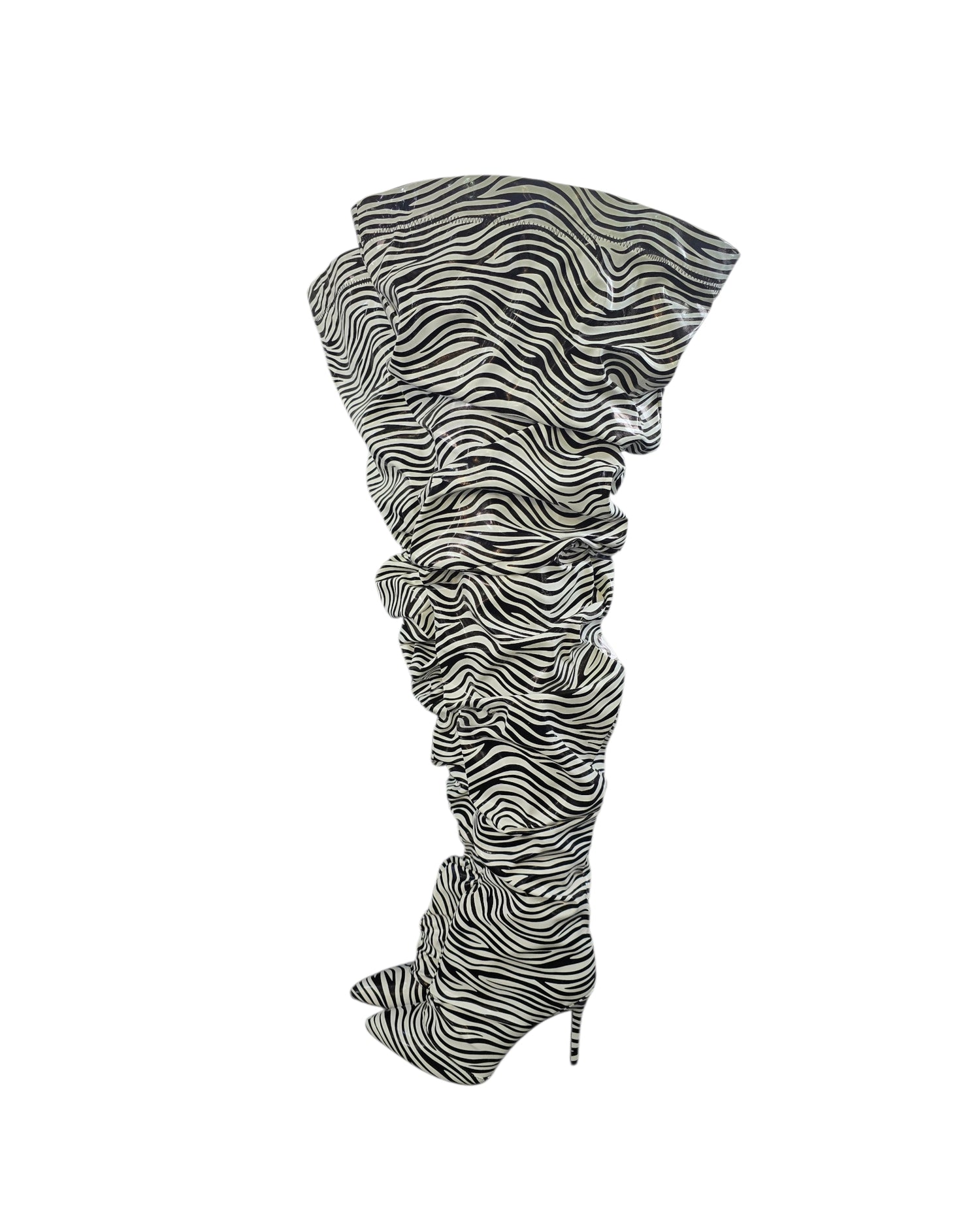 Zebra Thigh High Slouch Boots.
